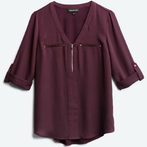 Fortune-Ivy-Tranquility-Womens-Elegant-Burgundy-Blouse
